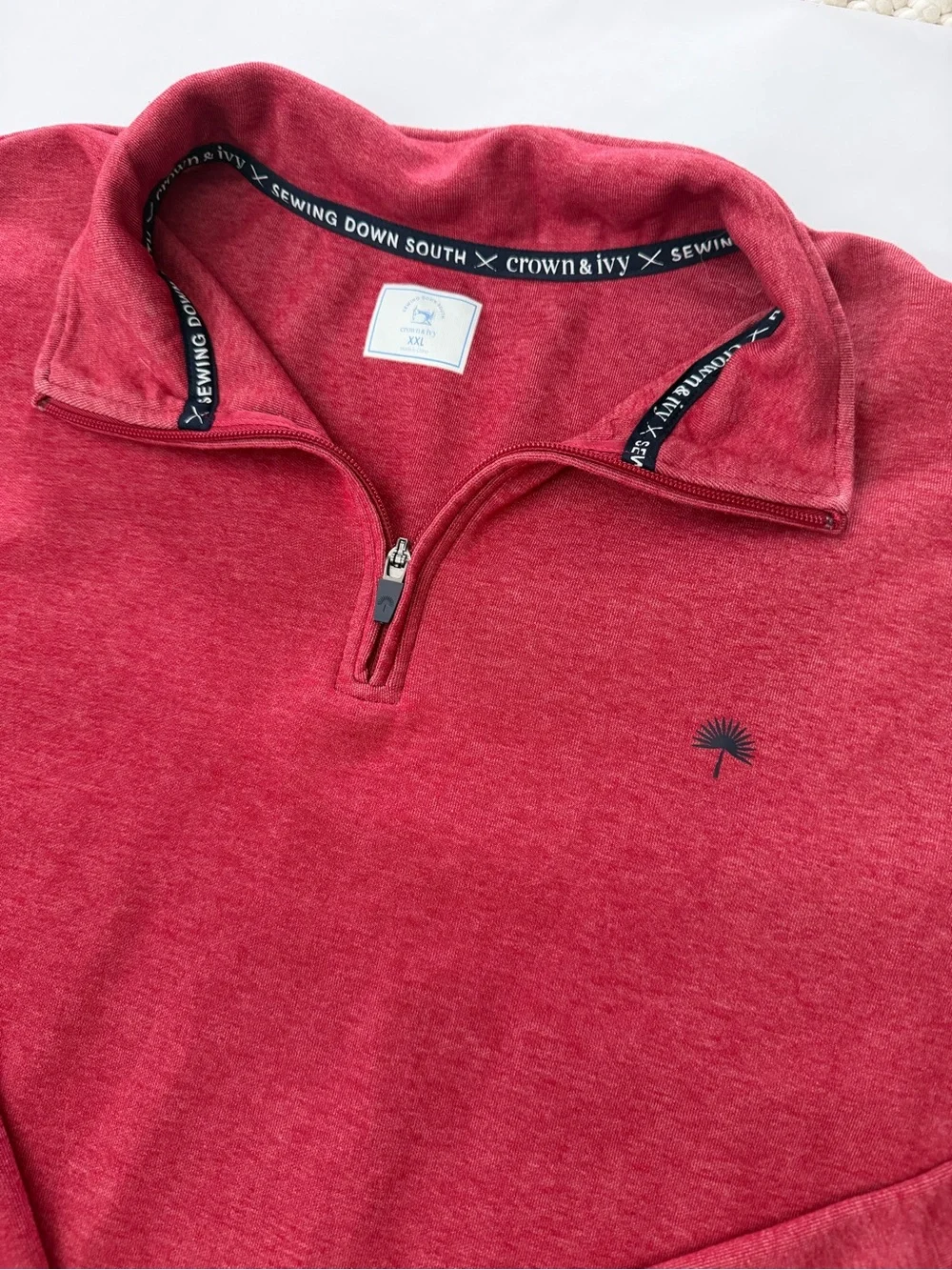 crown & ivy Men's Red Zip-Neck Sweater